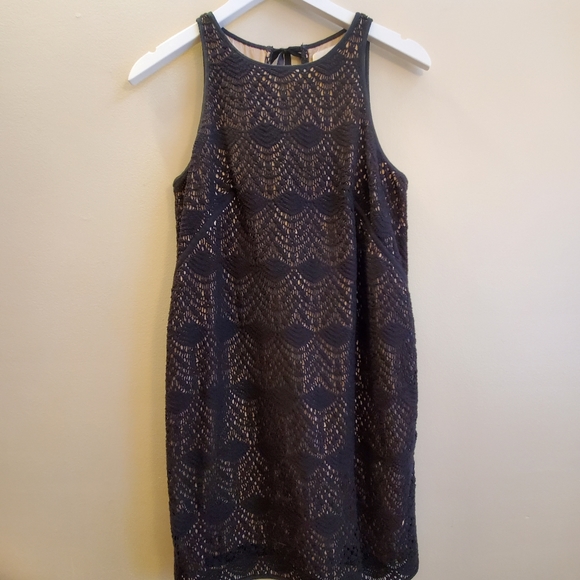 Loft crochet sleeveless dress with tie back closure, 2P lined - Picture 2 of 11